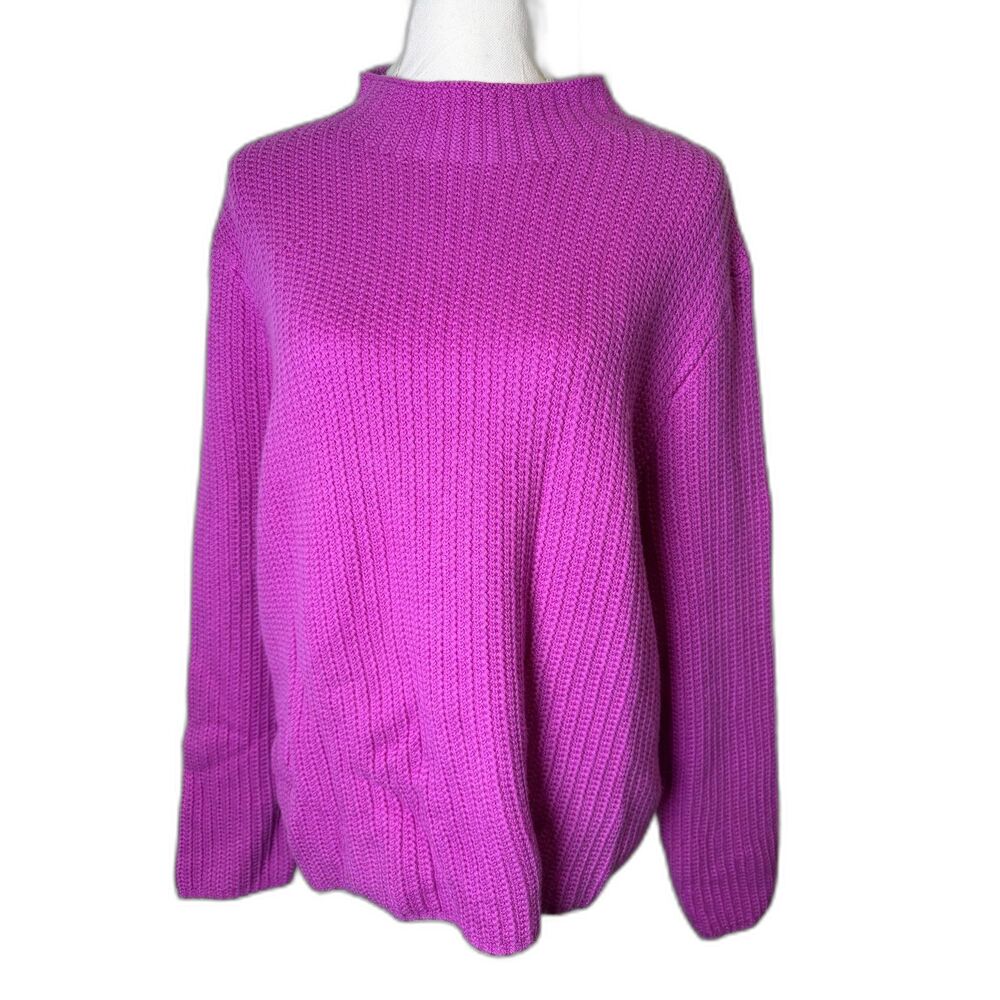 JCREW Vibrant Purple knit Mockneck Sweater Size XL NWT preppy office